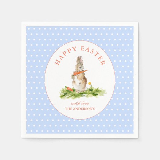 Cute waterverf Bunny Happy Paaspapier Napkin Servet (Voorkant)