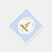 Cute waterverf Bunny Happy Paaspapier Napkin Servet (Hoek)