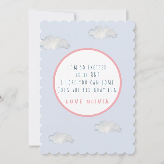 Cute waterverf Bunny in Hot-air ballon Kaart (Achterkant)