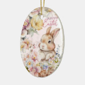 Cute Waterverf Bunny | Lentbloemen | Fotokanker Keramisch Ornament (Links)
