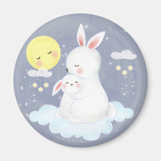 Cute Waterverf Bunny Magneet (Voorkant)