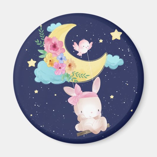 Cute Waterverf Bunny Magnet (Voorkant)