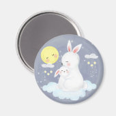 Cute Waterverf Bunny Magnet (Voorkant / Achterkant)