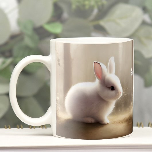Cute Waterverf Bunny Persoonlijke koffie Mok