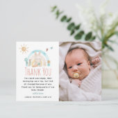 Cute Waterverf Bunny Photo Baby shower Bedankkaart (Staand voorkant)