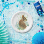Cute Waterverf Bunny Rabbit Animal Art Papieren Bordje (Feest)