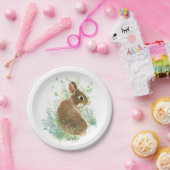 Cute Waterverf Bunny Rabbit Animal Art Papieren Bordje (Feest)