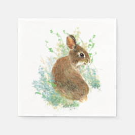 Cute Waterverf Bunny Rabbit Animal Art Servetten