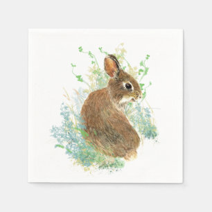 Cute Waterverf Bunny Rabbit Animal Art Servetten