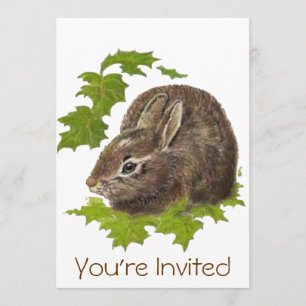 Cute Waterverf Bunny Rabbit Birthday Party Invite Kaart