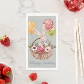 Cute Waterverf Bunny Rabbit Flowers | Geboortedag Servet (Insitu)