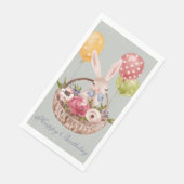Cute Waterverf Bunny Rabbit Flowers | Geboortedag Servet (Hoek)