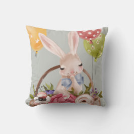 Cute Waterverf Bunny Rabbit Flowers | Pasen Kussen