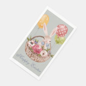 Cute Waterverf Bunny Rabbit Flowers | Pasen Servet (Hoek)