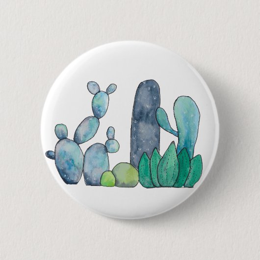 Cute Waterverf Cactus Button (Voorkant)