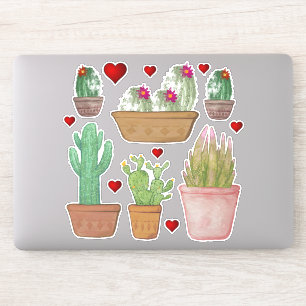Cute Waterverf Cactus in Clay Pots Vinyl Sticker