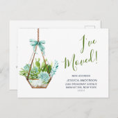 Cute Waterverf Cactus Moving Announcement Briefkaart (Voorkant / Achterkant)