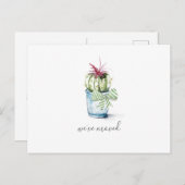 Cute Waterverf Cactus Moving Announcement Briefkaart (Voorkant / Achterkant)