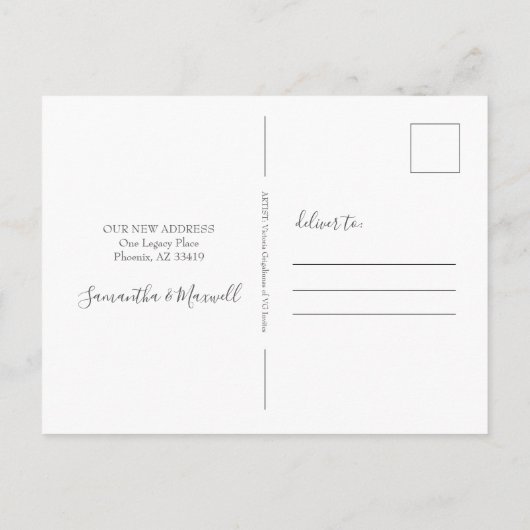 Cute Waterverf Cactus Moving Announcement Briefkaart (Achterkant)