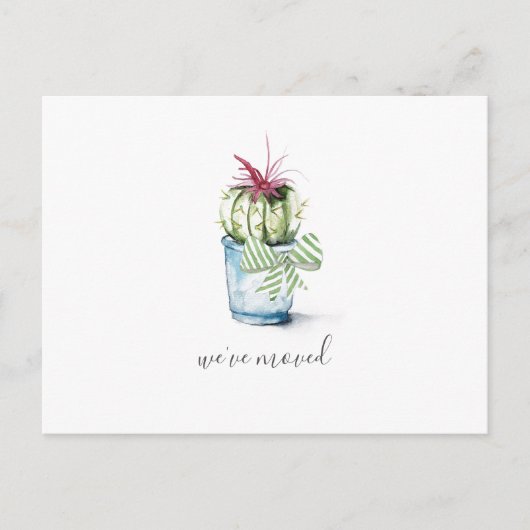 Cute Waterverf Cactus Moving Announcement Briefkaart (Voorkant)