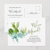 Cute Waterverf Cactus Moving Announcement Briefkaart (Voorkant / Achterkant)