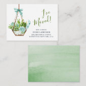 Cute Waterverf Cactus Moving Announcement Informatiekaartje (Voorkant / Achterkant)