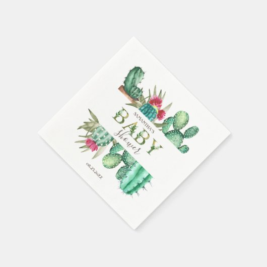 Cute Waterverf Cactus Servet (Hoek)