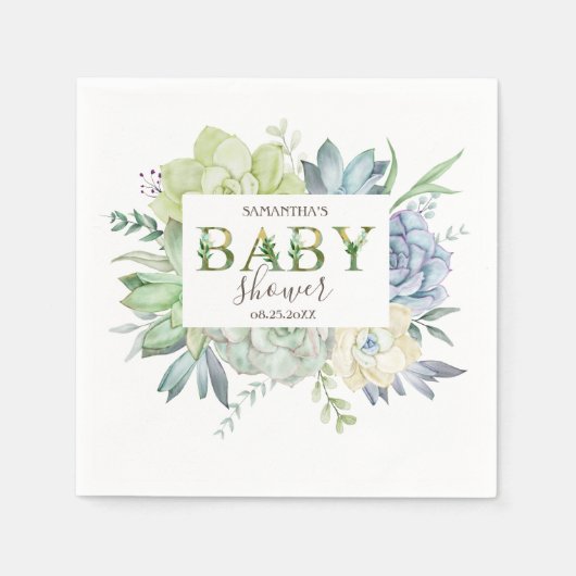 Cute Waterverf Cactus Succulents Servet (Voorkant)