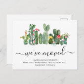 Cute Waterverf Cactus We hebben New Home Moving Aankondigingskaart (Voorkant / Achterkant)