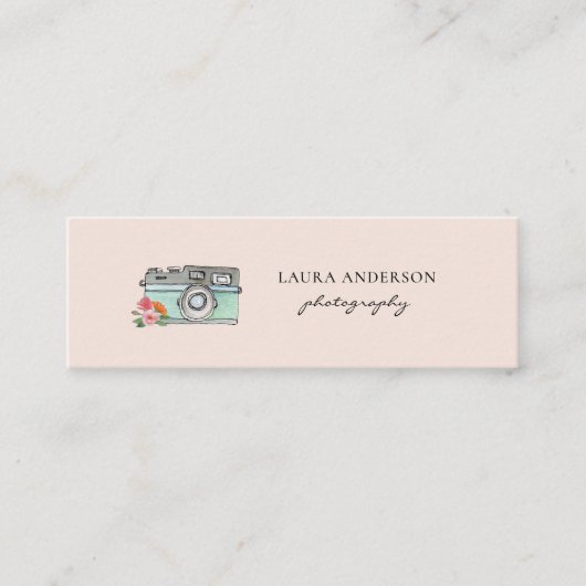 Cute waterverf camera mini visitekaartje (Voorkant)