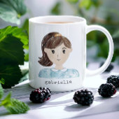 Cute Waterverf Cartoon Vrouw Portret Aangepast Koffiemok