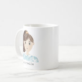 Cute Waterverf Cartoon Vrouw Portret Aangepast Koffiemok (Voorkant links)