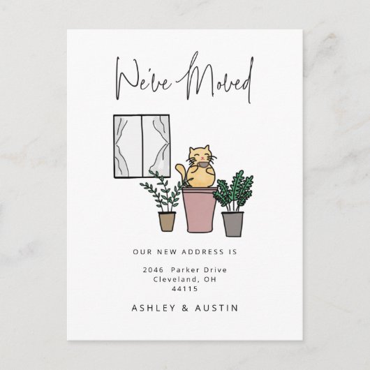 Cute Waterverf Cat Fun We hebben New Home Annou ve Briefkaart (Voorkant)