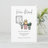 Cute Waterverf Cat Fun We hebben New Home verplaat Aankondiging (Staand voorkant)