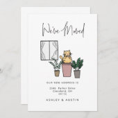 Cute Waterverf Cat Fun We hebben New Home verplaat Aankondiging (Voorkant / Achterkant)