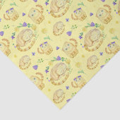 Cute Waterverf Cats and Flowers Pattern Yellow Tissuepapier (Detail)