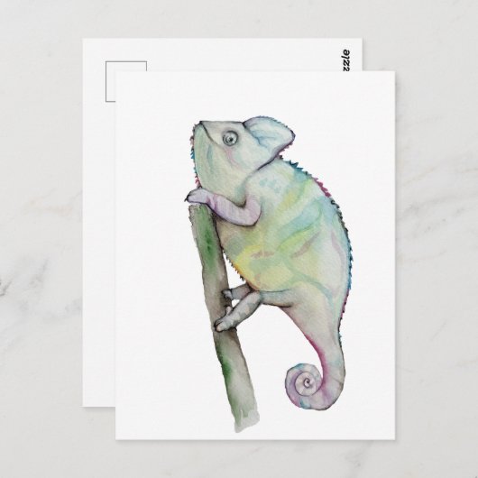 Cute waterverf chameleon briefkaart (Voorkant / Achterkant)
