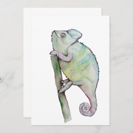 Cute waterverf chameleon kaart (Voorkant / Achterkant)