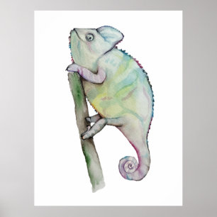 Cute waterverf chameleon poster