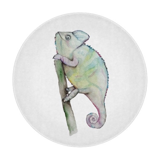 Cute waterverf chameleon snijplank (Voorkant)