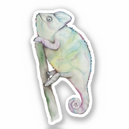 Cute waterverf chameleon sticker (Voorkant)