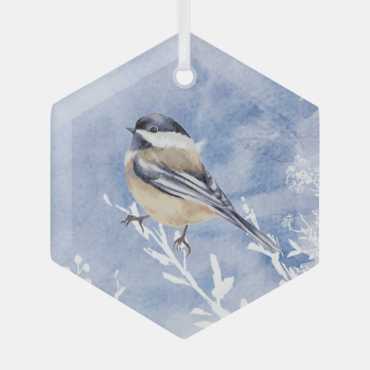 Cute Waterverf Chickade Bird Painting Art Glas Ornament (Voorkant)