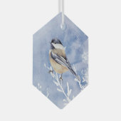 Cute Waterverf Chickade Bird Painting Art Glas Ornament (Voorkant Rechts)