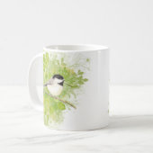 Cute Waterverf Chickadee Bird in Poplar Tree Koffiemok (Voorkant links)