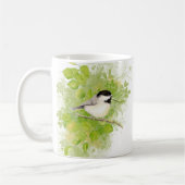 Cute Waterverf Chickadee Bird in Poplar Tree Koffiemok (Links)