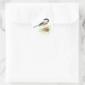Cute Waterverf Chickadee Bird Pine Tree Ronde Sticker (Tas)