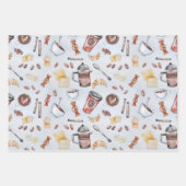 Cute Waterverf Coffee Lover Pattern Pastel Blue Inpakpapier Vel (Voorkant 2)