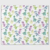 Cute Waterverf Colorful Dinosaurs Cadeaupapier (Vlak)