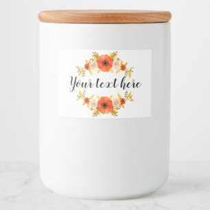 Cute Waterverf Coral Floral WreatCustom Text Voedselcontainer Etiket