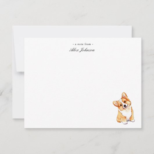 Cute Waterverf Corgi Dog Flat - Hartelijk dank Bedankkaart (Voorkant)